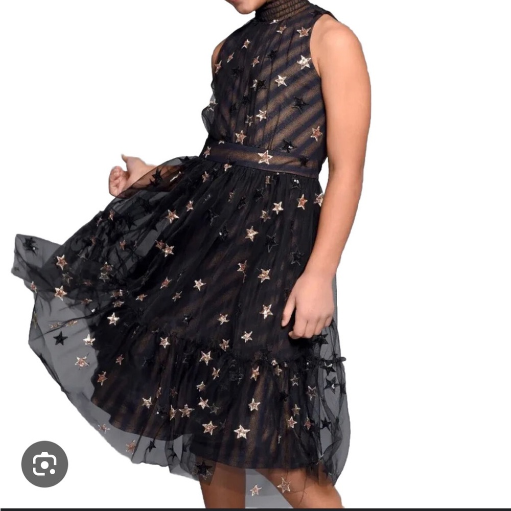 Hannah Banana Sequin Star Mesh Halter Dress - Picture 3 of 10
